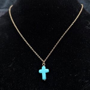 Cross Necklace for Women Blue Color Fashion Pendant Choker...
